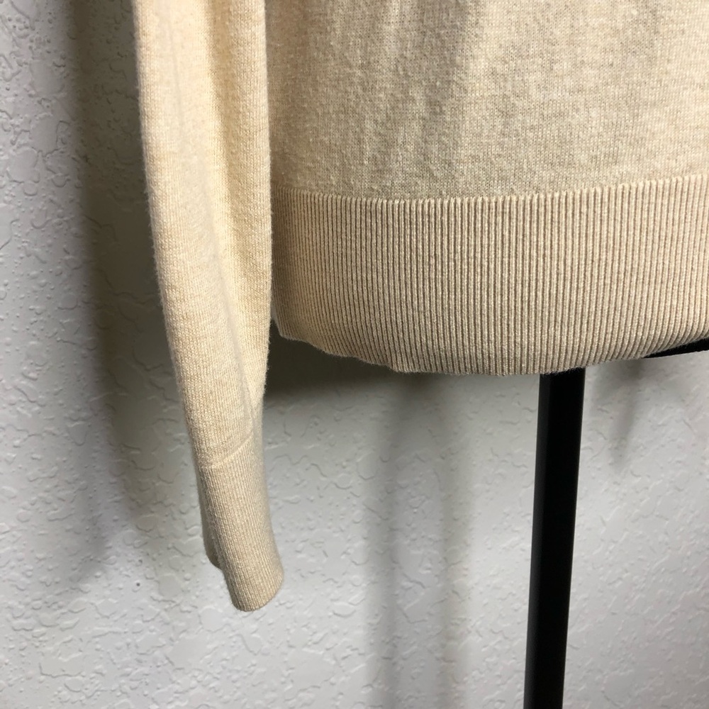 Quince oatmeal cream tan organic cotton cashmere lightweight sweater size Medium - Picture 12 of 14